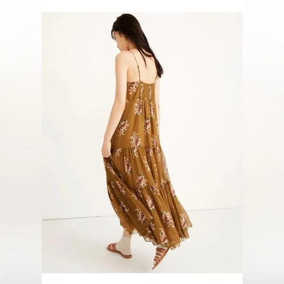 Madewell Cami Tier Midi Dress in Metallic Classic Corsage, L3323 - Picture 3 of 8